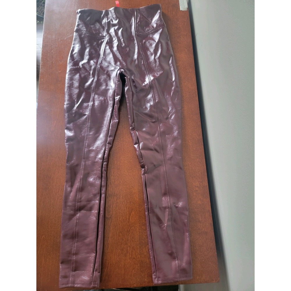 Spanx Women's Pleather Faux Leather Pant Legging Ruby Burgundy S Punk Festival